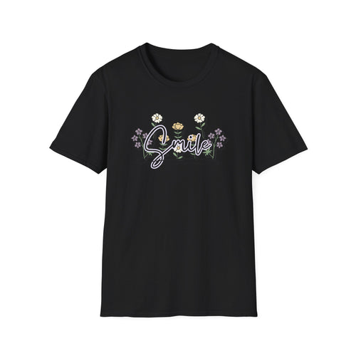 Cheerful Floral 'Smile' Unisex T-Shirt – Positive Vibes Gift, Casual Wear, Everyday Tee, Nature Lover Apparel, Uplifting Outfit