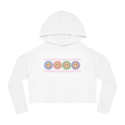 Cheerful Emoji Cropped Hoodie, Comfortable Unisex Sweatshirt, Fun Gift for Friends, Casual Wear, Perfect for Any Occasion