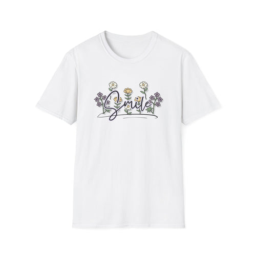 Cheerful Floral 'Smile' Unisex T-Shirt – Positive Vibes Gift, Casual Wear, Everyday Tee, Nature Lover Apparel, Uplifting Outfit